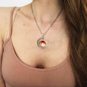 Galaxy Sphere Charm Hollow Moon Pendant Necklace